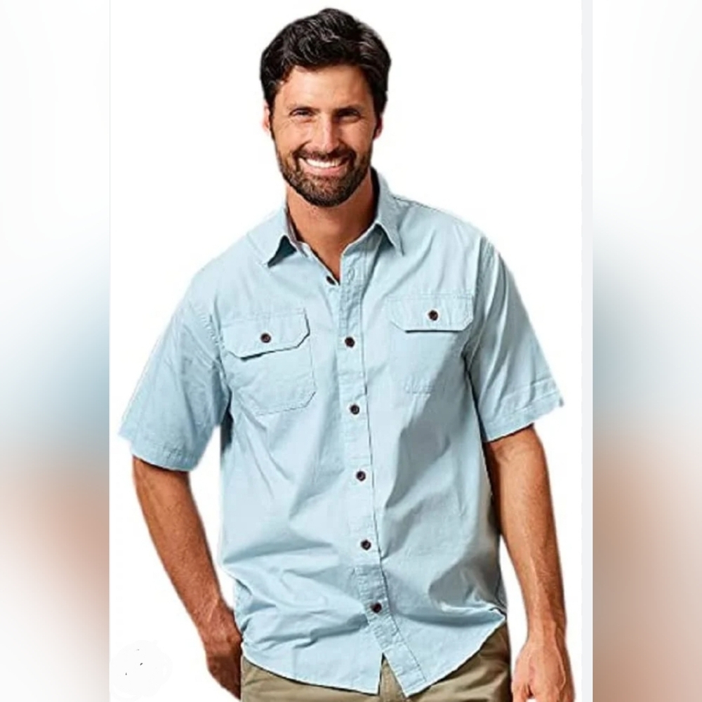 Wrangler Light Blue Men's Casual Button Down‎ Shirt XL